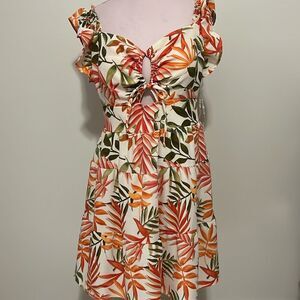 Madden NYC orange floral print dress size XL